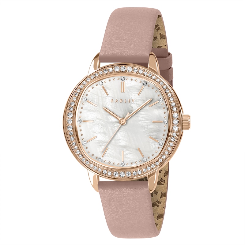 Main Image 1 of Radley Rose Gold Tone Stone Set Pink Leather Strap Watch