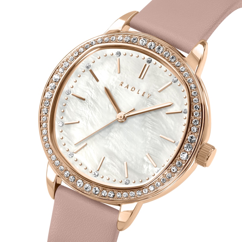 Main Image 2 of Radley Rose Gold Tone Stone Set Pink Leather Strap Watch