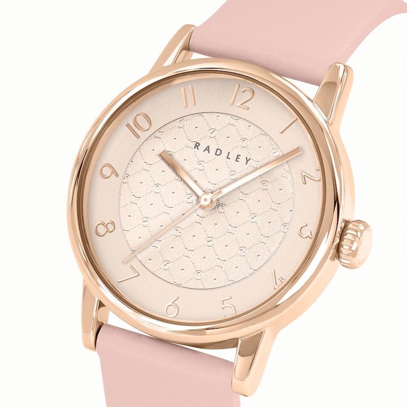 Main Image 2 of Radley Rose Twinpack Earring Gift Set & Gold Tone Praire Pink Leather Strap Watch