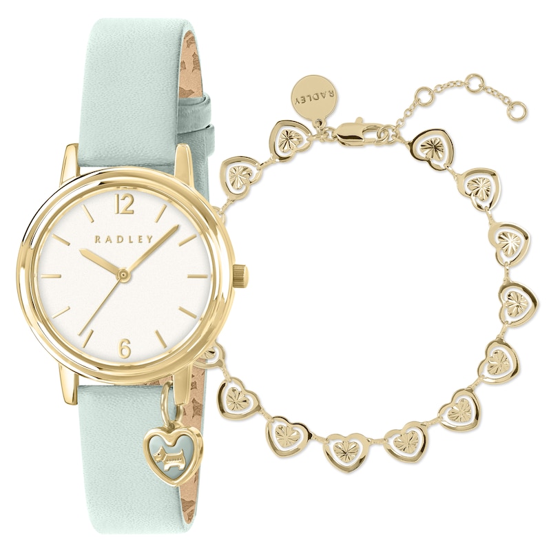 Main Image 1 of Radley Bracelet Gift Set & Gold Tone Deco Green Leather Strap Watch